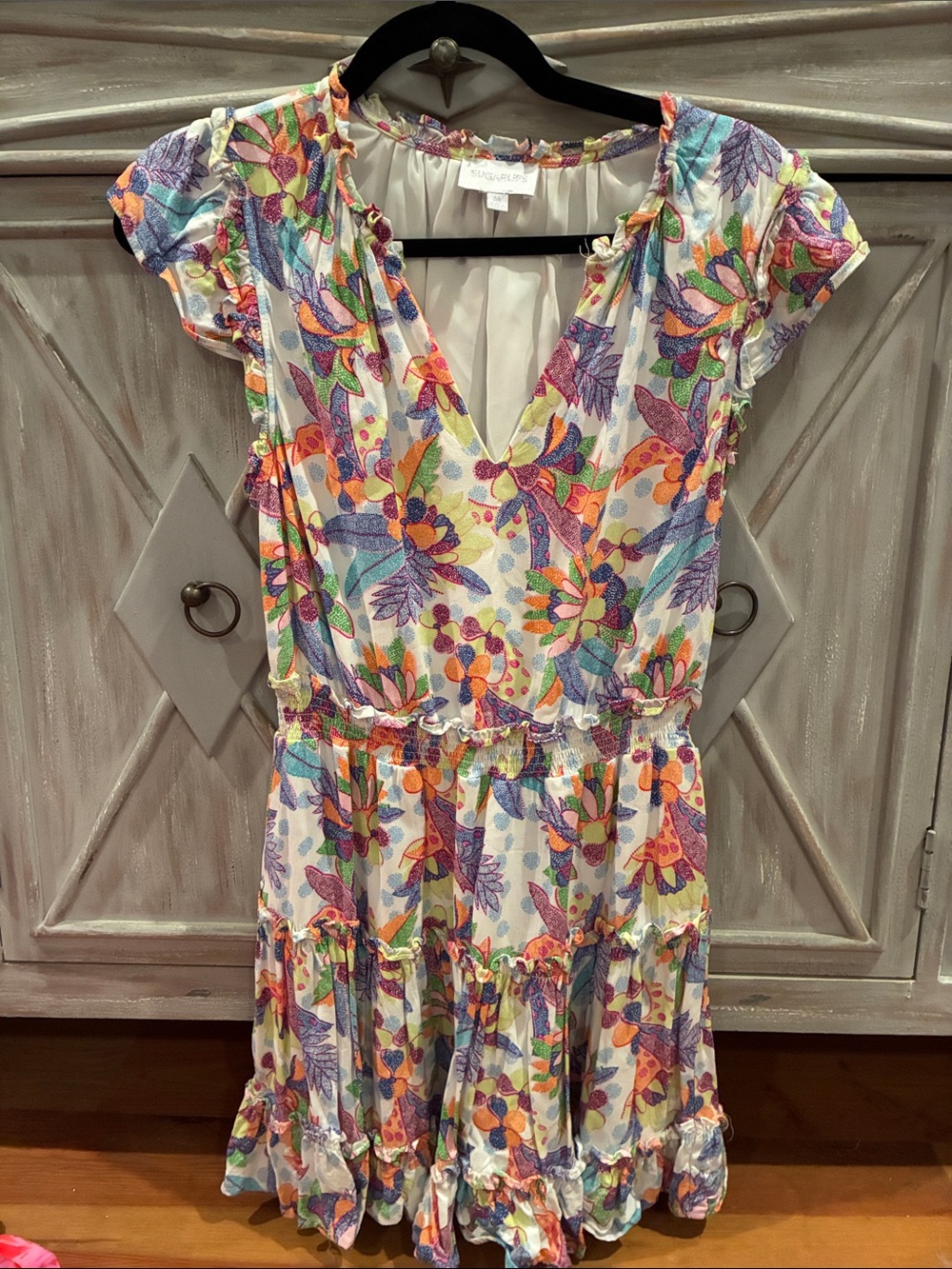 Sugarlips Floral Multicolor V-Neck Tiered Dress